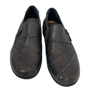 Earth Shoes Womens SZ 10 M Navy Blue Leather Loafers Anise Comfort